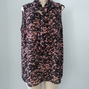 CAbi women's Tie Neck Neck animal print sleeveless